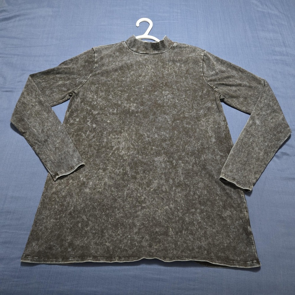 Zenana Outfitters Shirt Womens XL Gray Cotton Spandex Long Sleeve Tunic Top